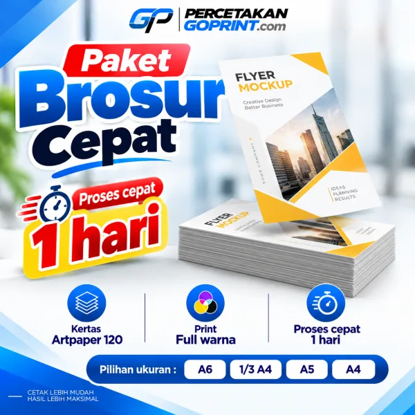 Paket Brosur Cepat — Proses 1 Hari Jadi | GoPrint Surabaya