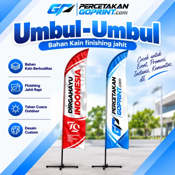 Cetak Umbul-Umbul Custom Bahan Kain — Tahan Cuaca | GoPrint Surabaya